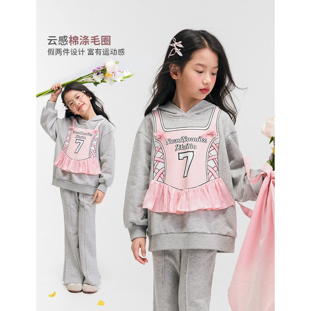 媛媛公主媛【芭蕾圆舞曲】2025秋季女童时尚气质百搭卫衣15150Q008