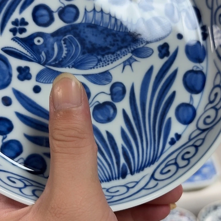 瓷片青花鱼藻大胡乘景德镇