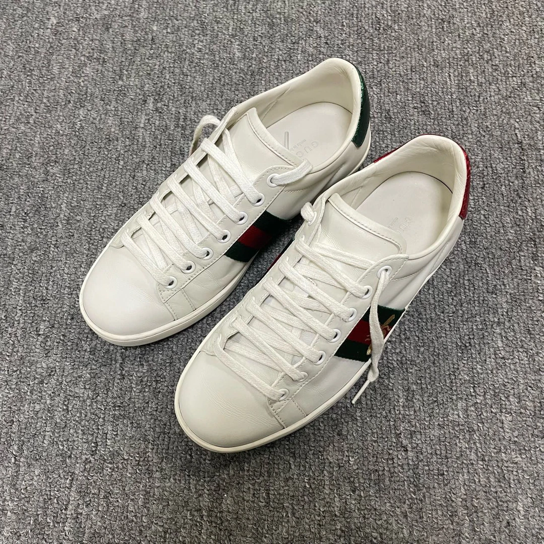 95新 GUCCI/古驰 ACE 刺绣系带运动时尚板鞋 36码/7855