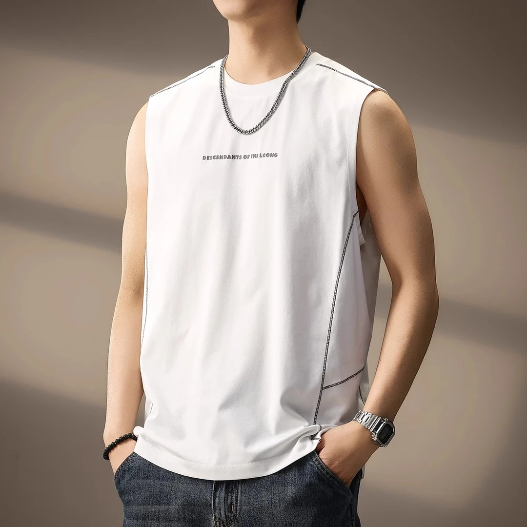 U&PURA高端美式运动无袖背心男宽松透气夏季薄款潮牌上衣T恤男