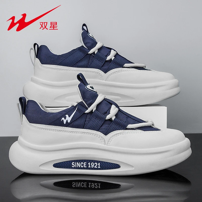 双星男鞋2025新款秋季网红百搭运动休闲防滑板鞋厚底增高小白潮鞋