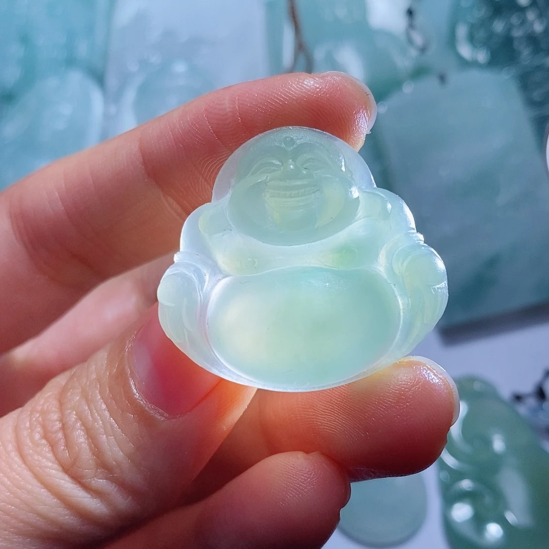 定制翡翠未镶嵌毛货付款后确认抛光