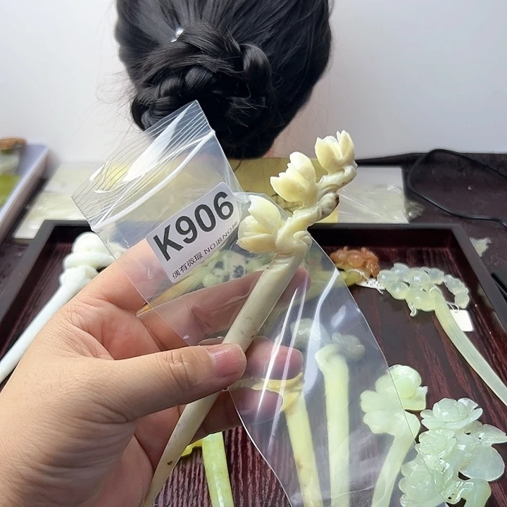 蛇纹石玉发饰合金梦***梦