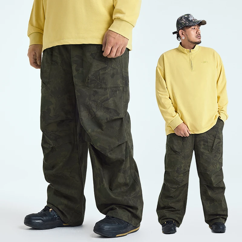 NMAX大码潮牌男装25年春新品两用腰头膝盖收褶直筒伞兵裤FNK001