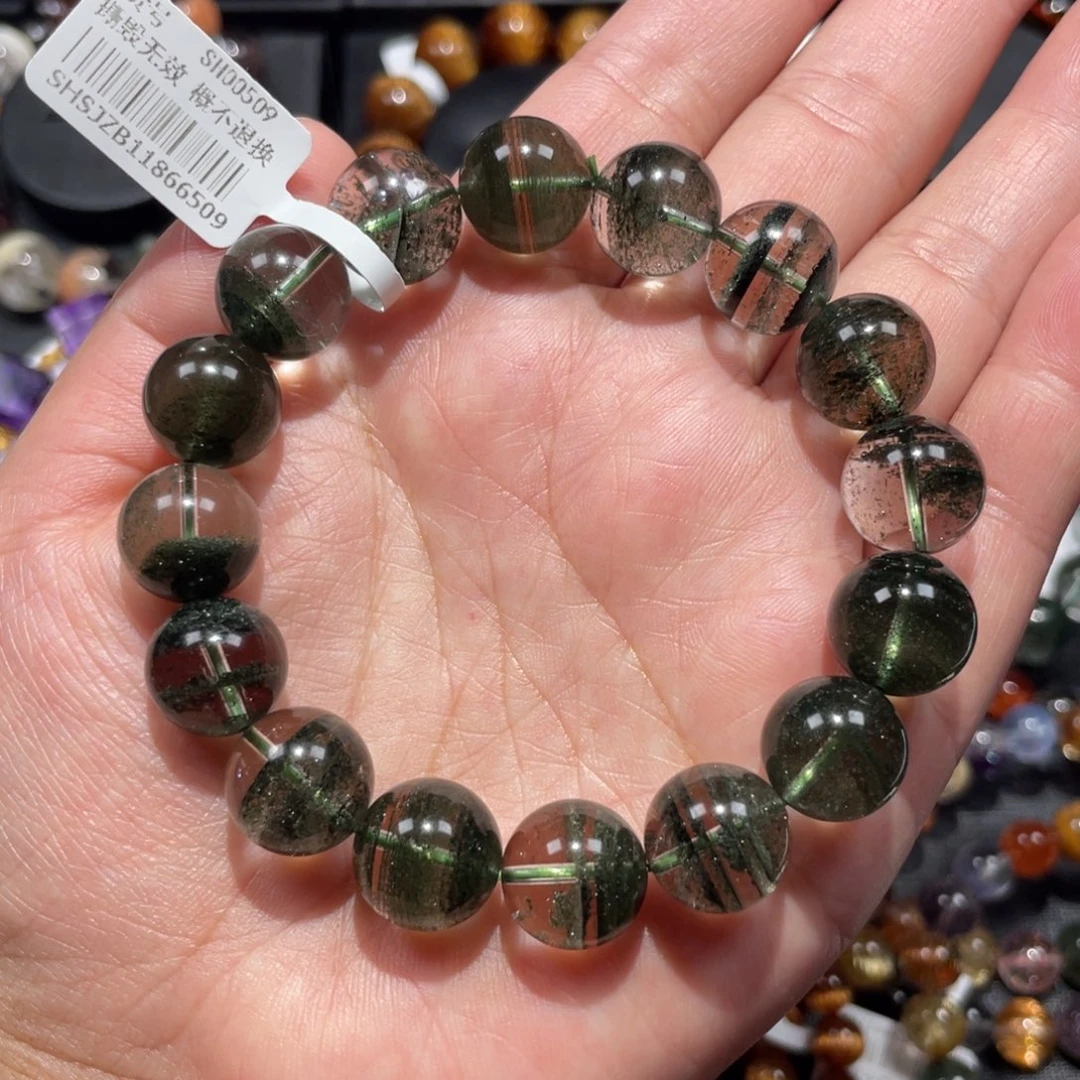 水晶未镶嵌手链绿幽灵千层13mm左右