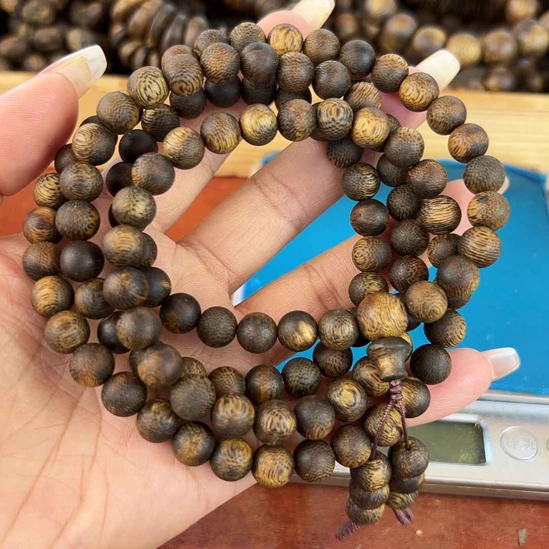 开***球沉香碎屑沉香卡8圆珠多圈30g