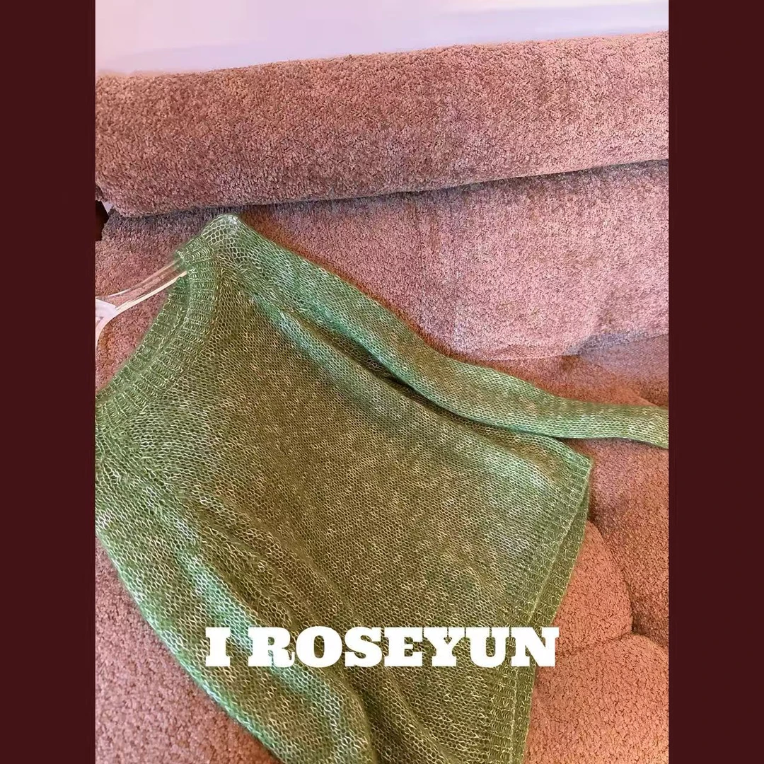 【Rose Yun】翡翠绿绵羊毛镂空针织套头毛衣    JY095046