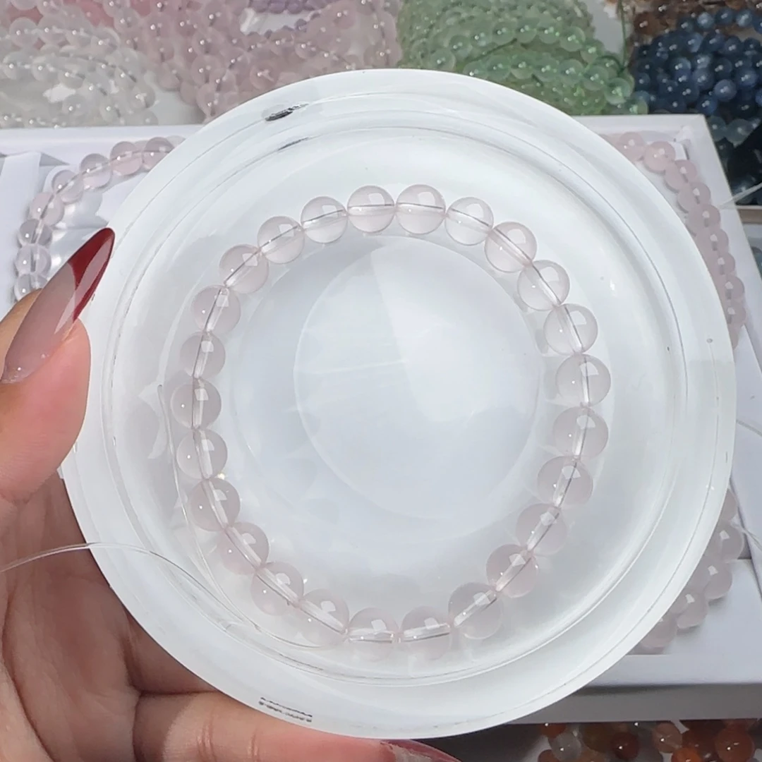 水晶手链未镶嵌艾**冉莫粉8mm