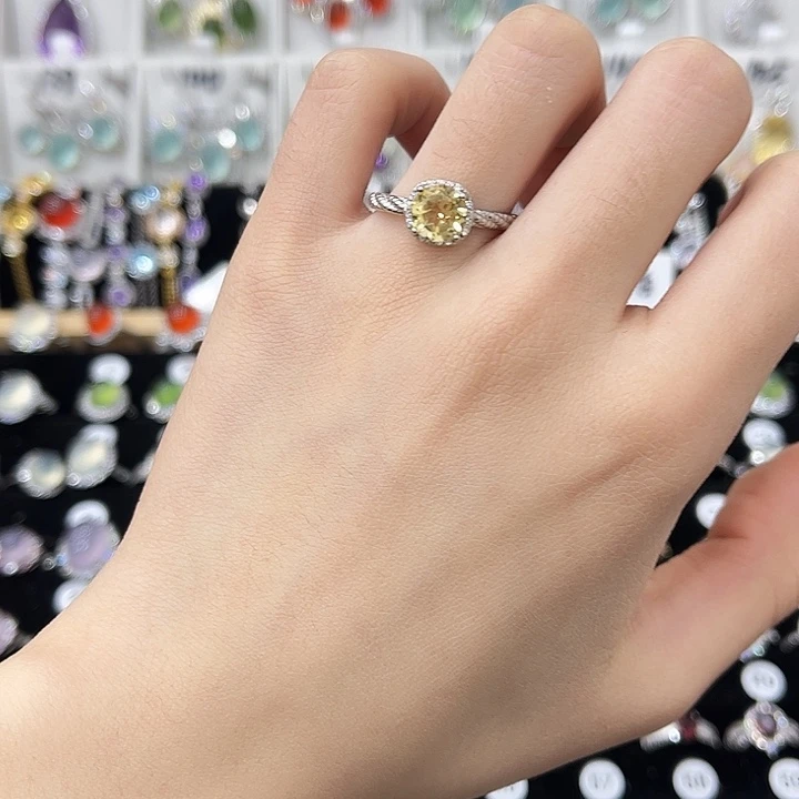 银S925镶嵌黄晶戒指