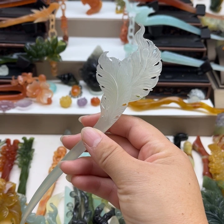 蛇纹石玉未镶嵌岫玉发簪