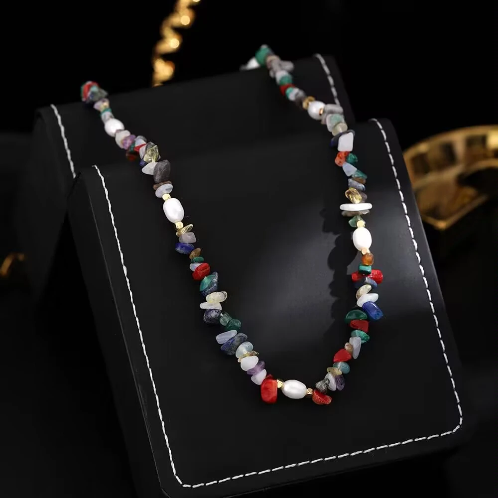 铜合金项链 《货号6489》 复古民族风拼色项链（链长：45+6cm）