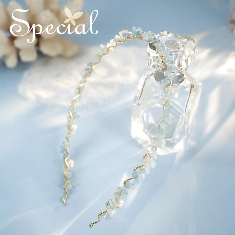 special 海蓝宝淡水珍珠手工个性优雅发箍发饰 海蓝仙女