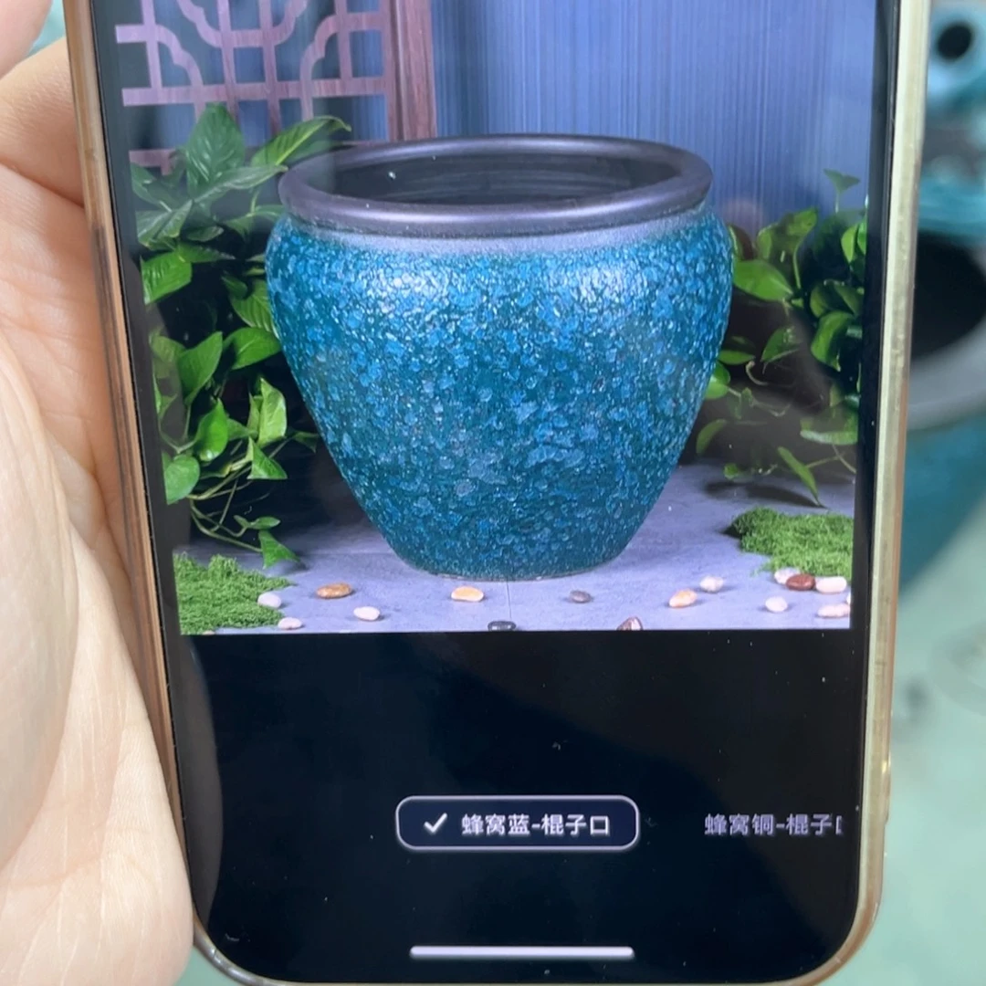 直径47厘米流水福寿绵长蓝色