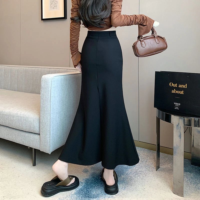 时尚西装鱼尾半身裙女高腰显瘦中长款2025新款包臀裙子轻熟风小众