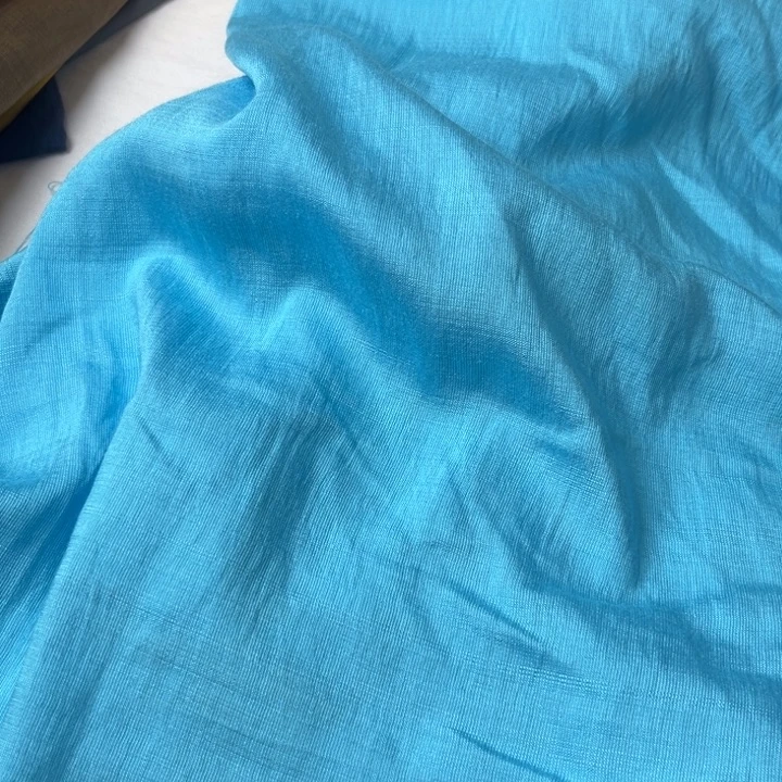 天丝（莱赛尔纤维）湖蓝麻棉1米