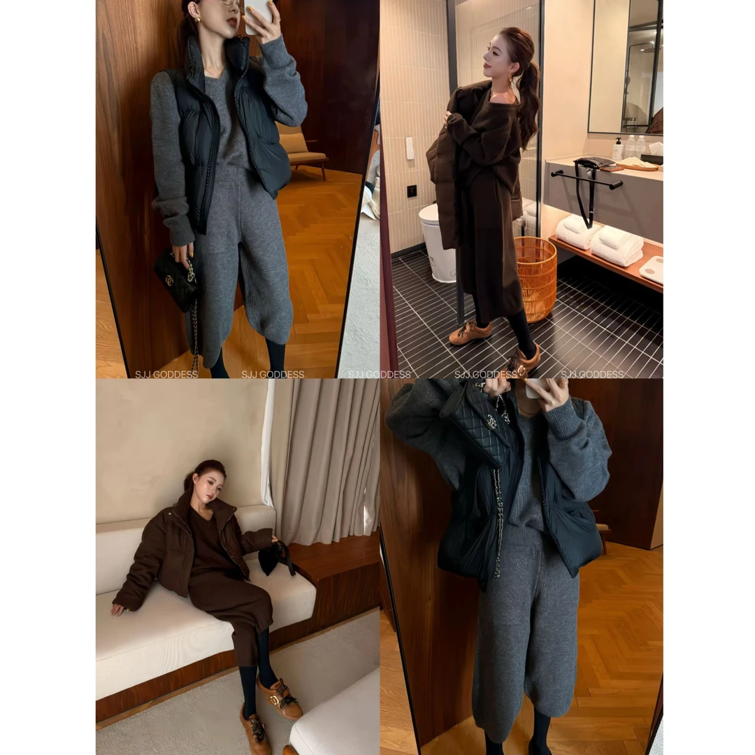 【娇娇私服定制】新款INS休闲小个子针织毛衣+七分裤两件套102001#