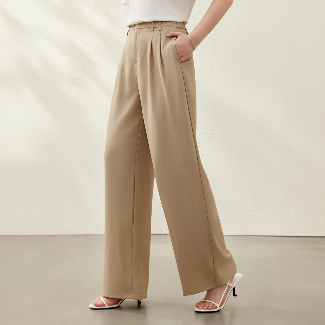 【时尚垂感裤子】纤莉秀大码女装休闲百搭显瘦通勤长裤QK1845