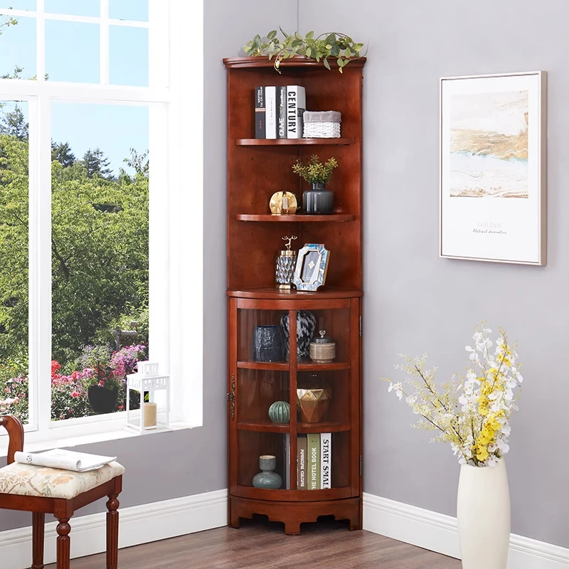 美式全实木三角柜简约转角柜客厅墙角酒柜厨房角落置物柜AJ204