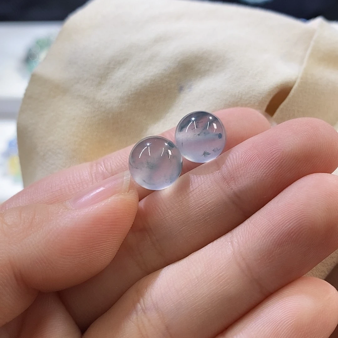 未镶嵌挂件翡翠飘蓝花珠珠