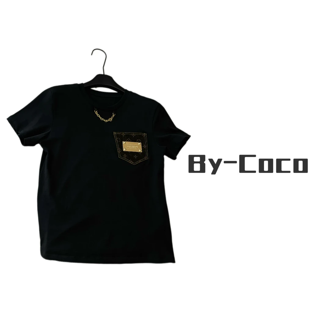 佳佳专属25新款丝光棉老花口袋短袖T恤