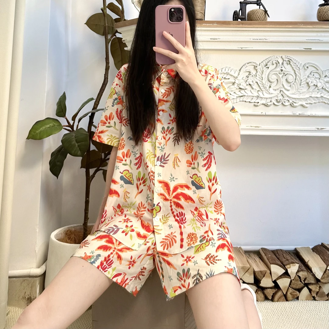 司睿【热带多巴胺】家居服短袖短裤长裤三件套可外穿睡衣