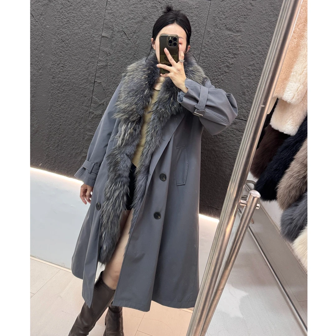 整皮貉子毛背毛原生态皮草派克服中长款