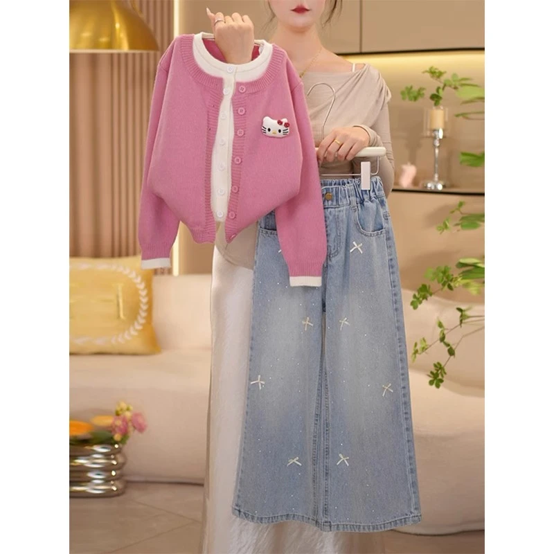 女童毛衣开衫春秋2025新款潮儿童卡通上衣韩版女孩针织衫外套洋气