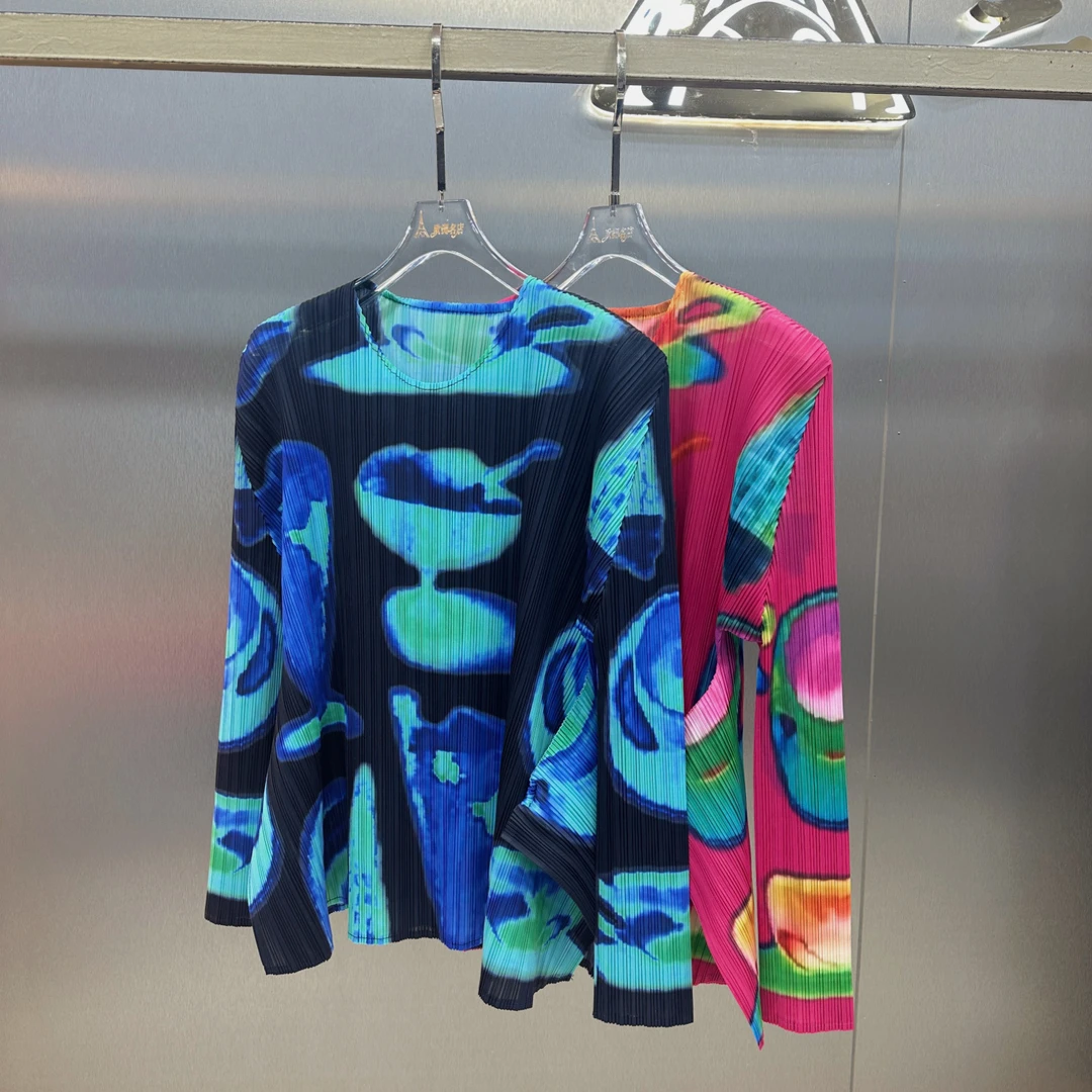 三宅褶皱春季新款专柜同款pp1月下午茶系列不规则摆长袖上衣