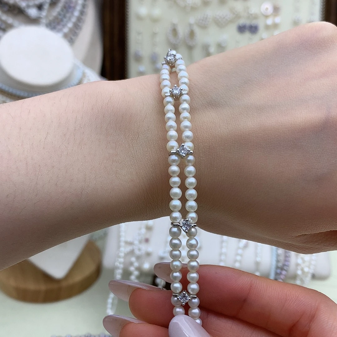 耳饰银S925镶嵌淡水珍珠