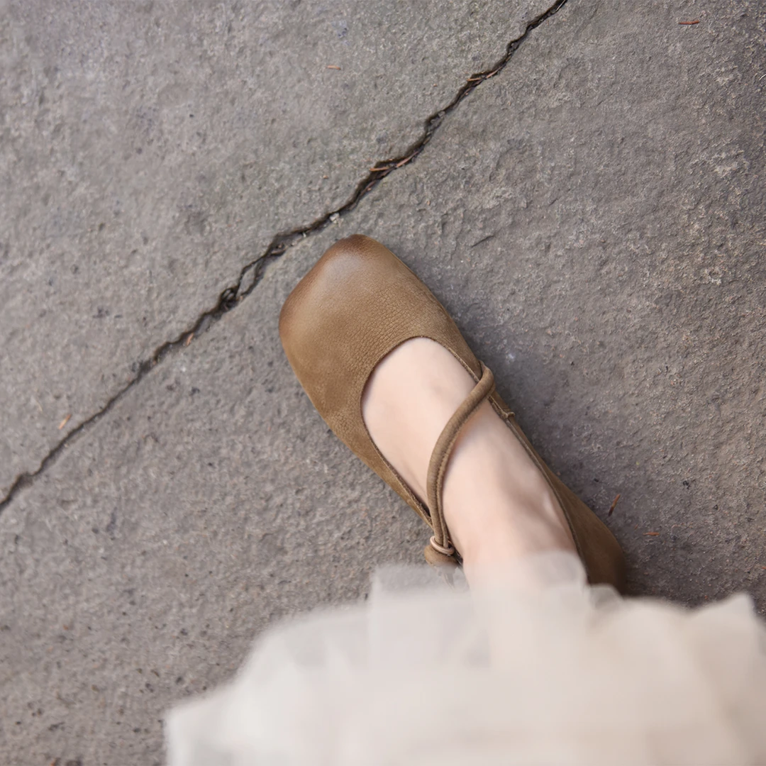 Artmu阿木原创复古一字扣玛丽珍鞋浅口单鞋女文艺平底鞋1668A-13