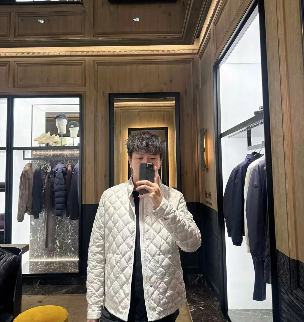妙启时尚-25新款男款菱形格小立领棉服