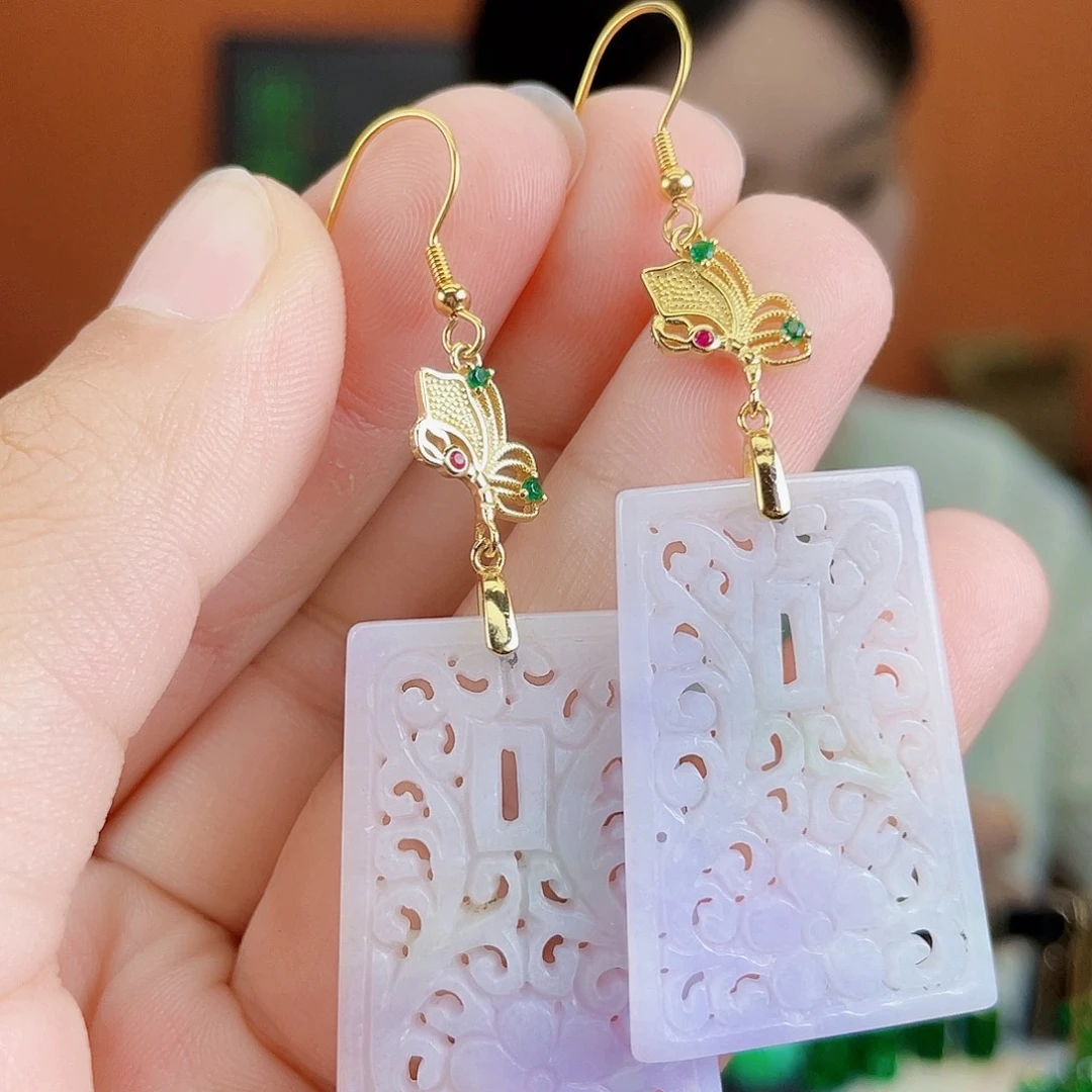 翡翠银S925镶嵌耳饰