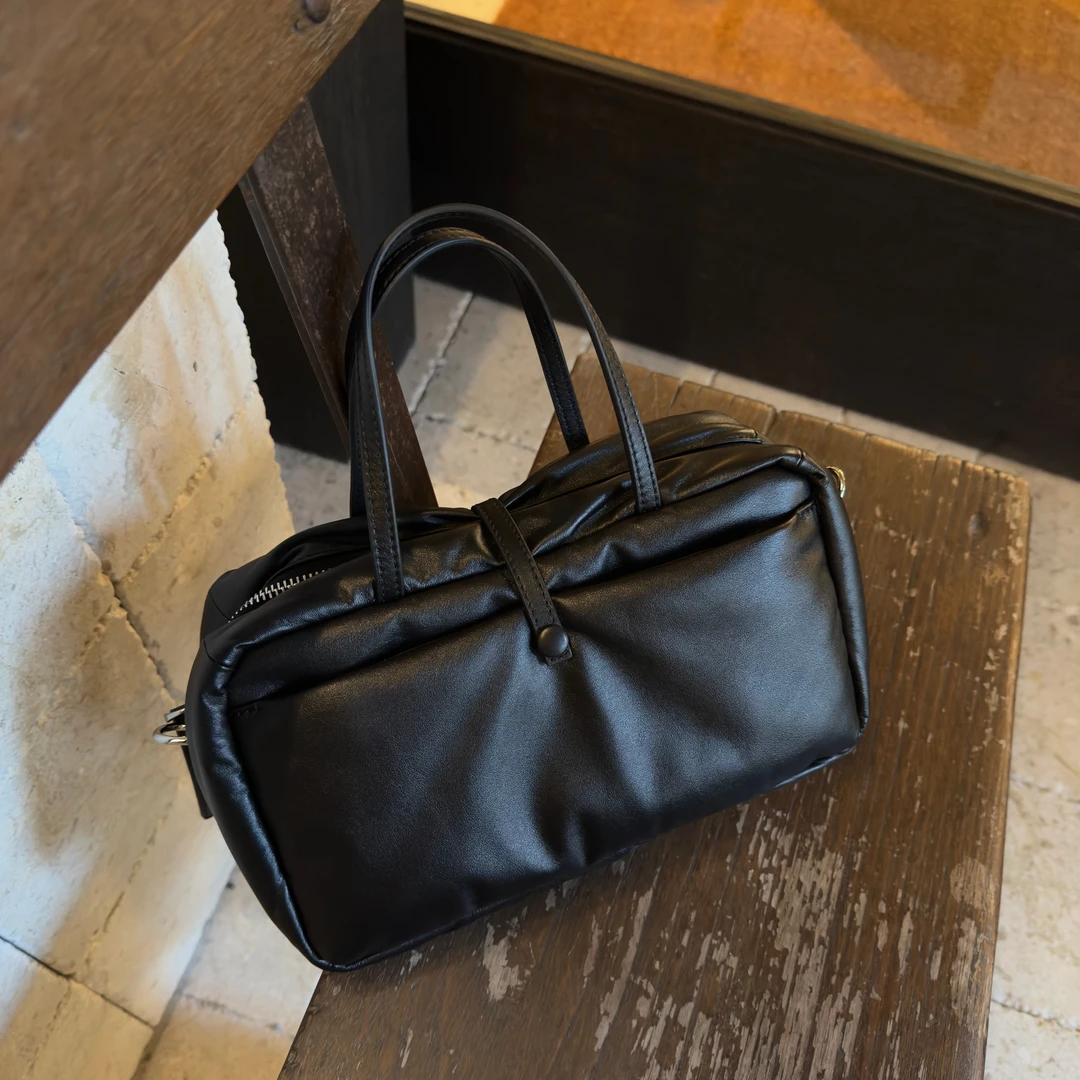 Nora Diary 软fufu头层牛皮枕头包百搭通勤手提斜挎包包