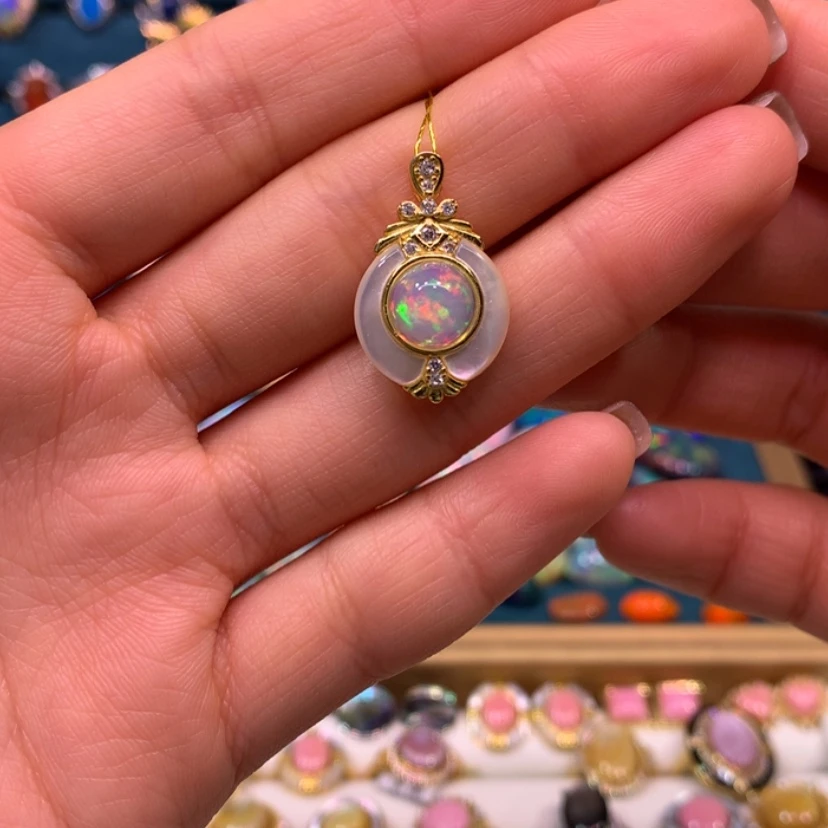 【闪购商品】欧泊项链款式银S925镀金镶嵌