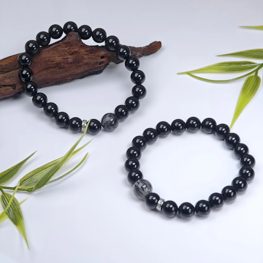 【铭记珠宝】黑碧玺DIY单圈手串7-2DM01L126【多样性发一件】约8mm+