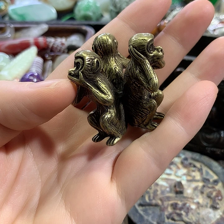 黄铜三步猴猴子摆件