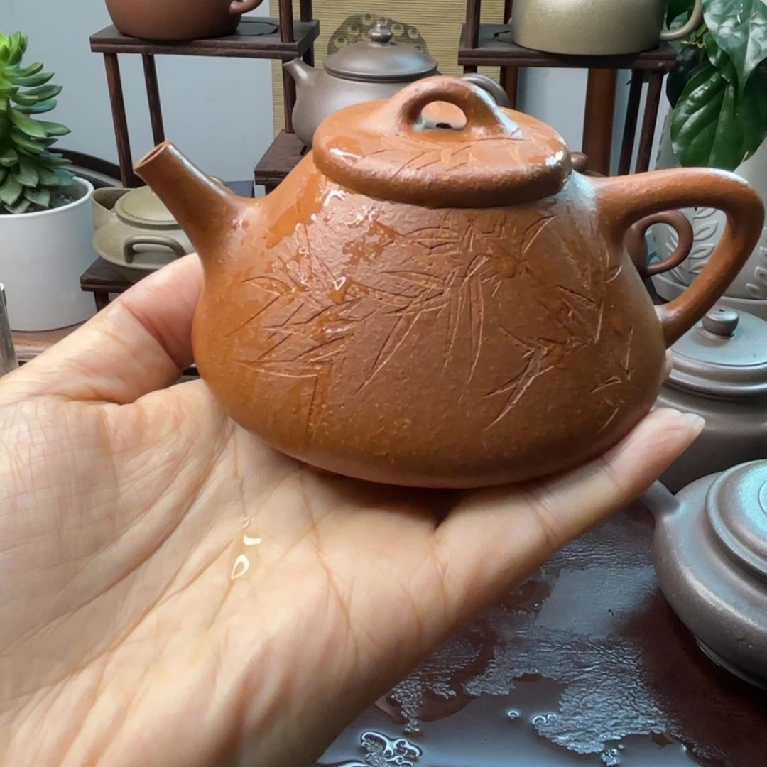 竹***尘茶壶紫砂红降坡子冶200cc
