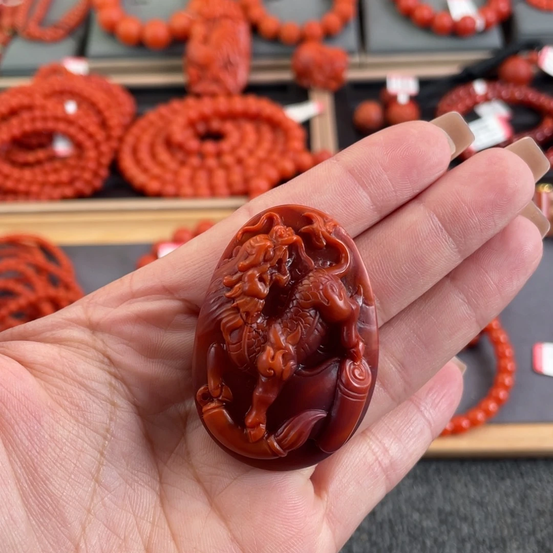 南红玛瑙未镶嵌吊坠(不含链)瓦西南红玉麒麟