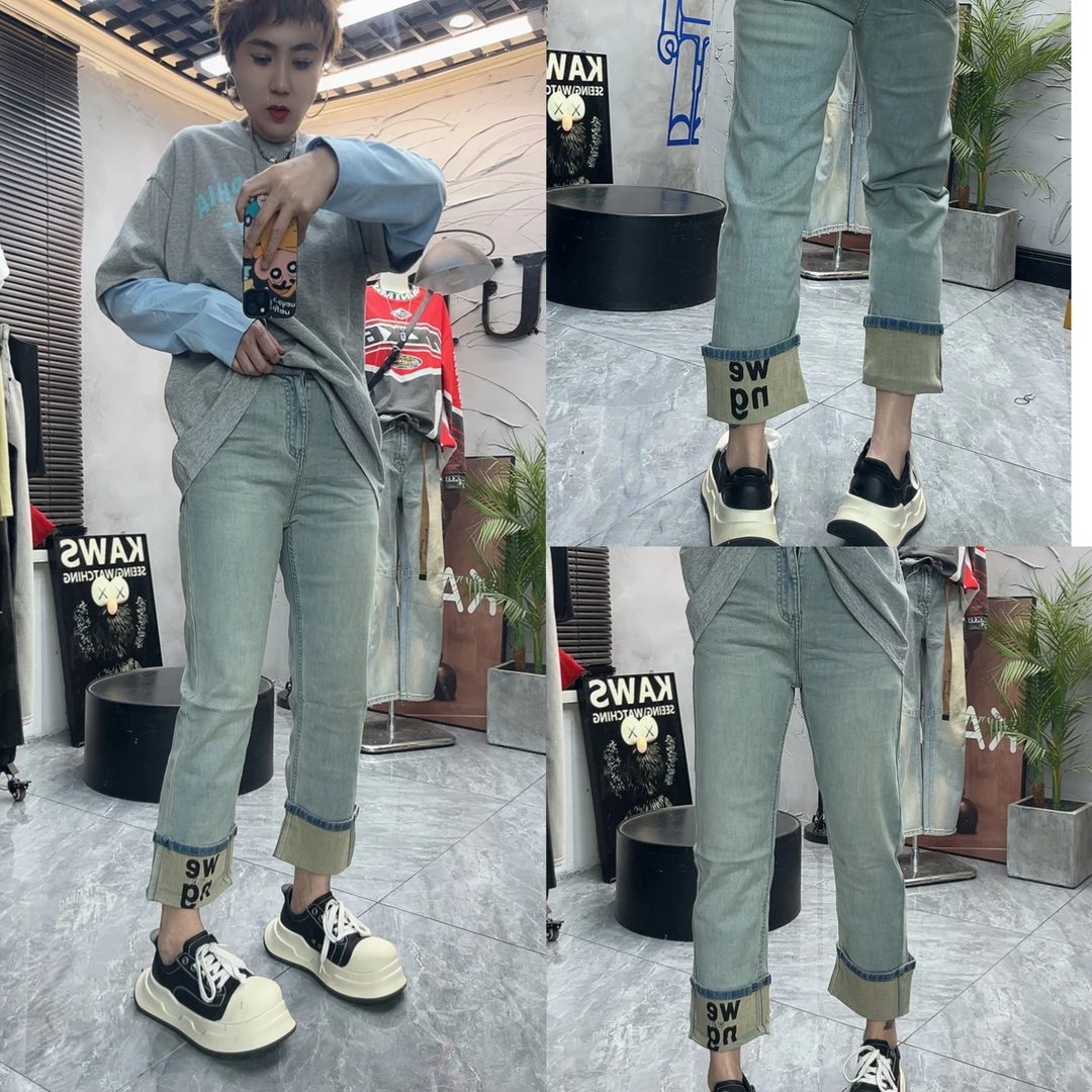 6909女士牛仔裤高腰显瘦修身烟管裤时尚百搭小脚裤春季