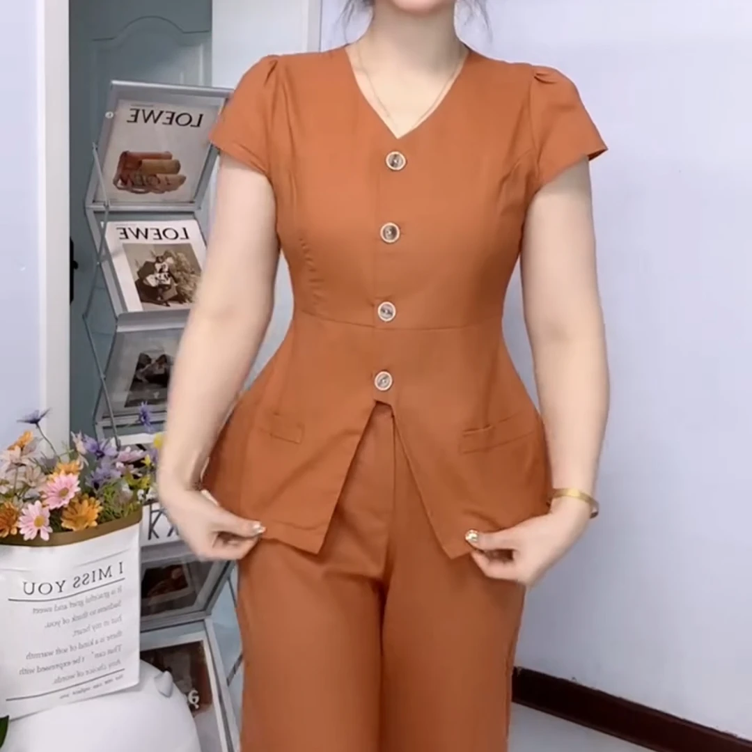 夏季新款百搭显瘦两件套女装时尚设计感套装