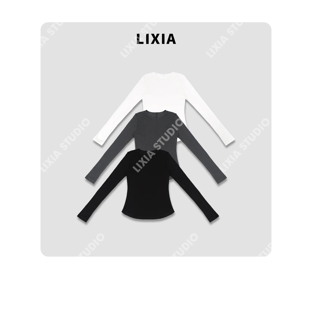 LIXIA【轻松范】INS风时尚含天丝羊毛舒适好穿基础款打底上衣-D9909