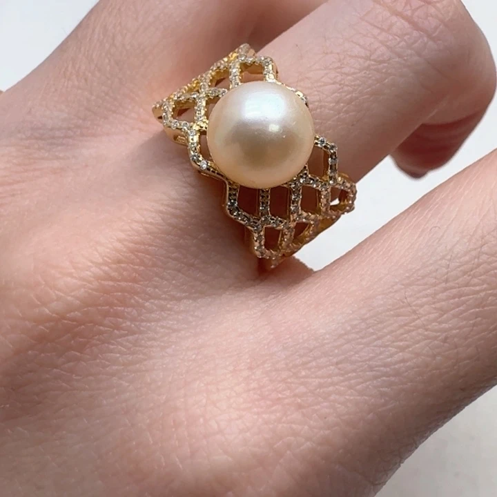 海水珍珠戒指银S925镶嵌