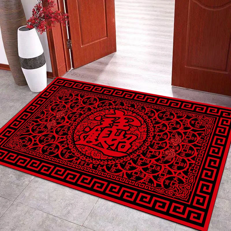 zc进宝60*100cm家用喜庆新中式脚垫卧室厨房门厅大门口毯可裁剪