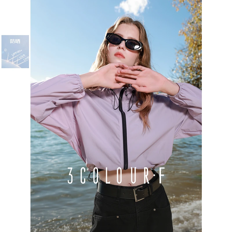 【UPF50+防晒衫】三彩独醒2025夏季新款宽松短款外套薄款上衣女F