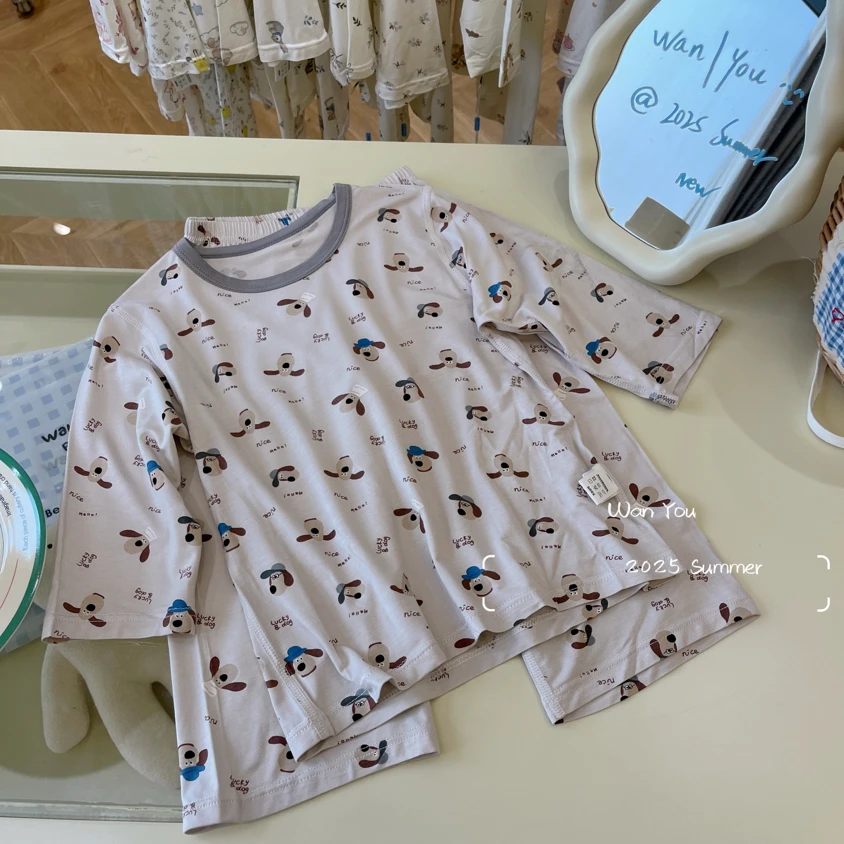 W4-1。3500 掌门狗狗七分袖套装家居服