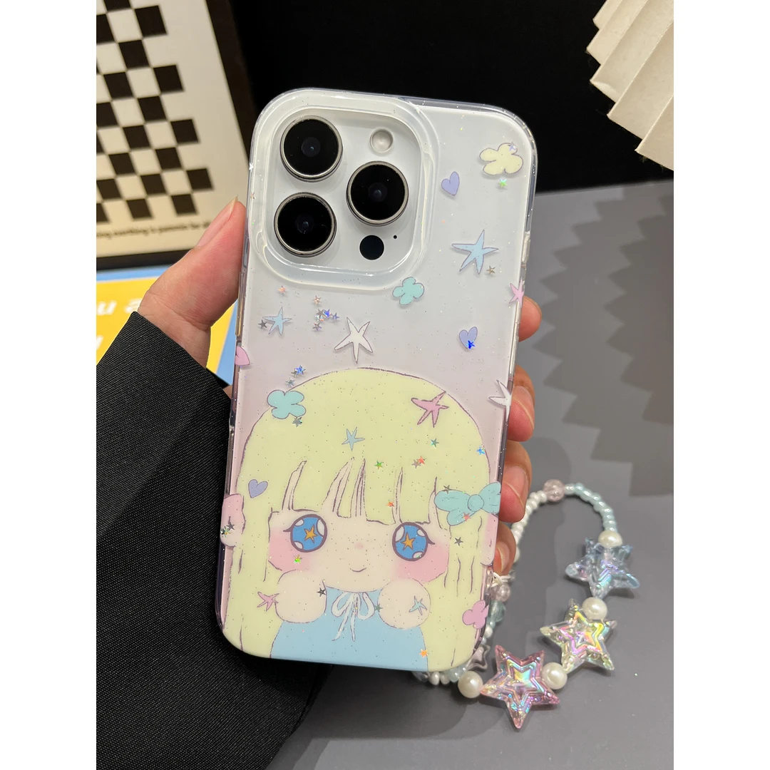 卡通动漫女孩适用苹果16promax手机壳iphone15全包防摔双层14可爱