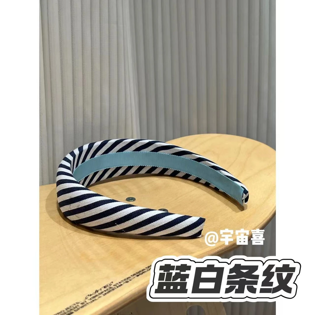 N1-134【蓝白条纹发箍】运动风宽边