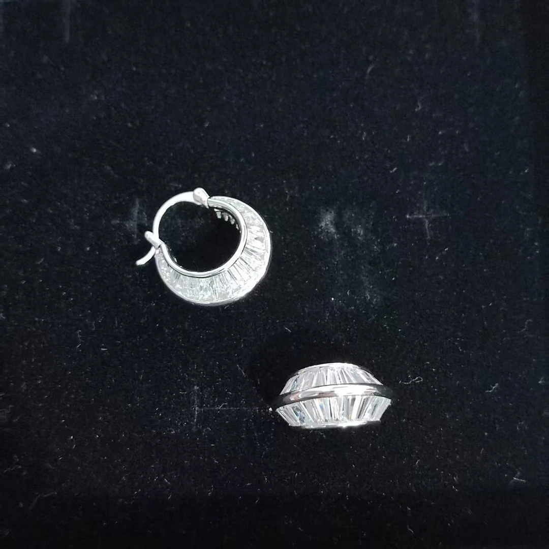 合金亚克力耳饰 028高品质原创银色月牙耳环