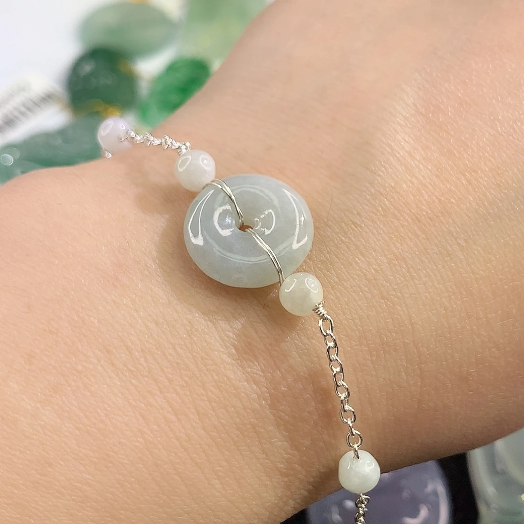 定制翡翠未镶嵌平安扣手链