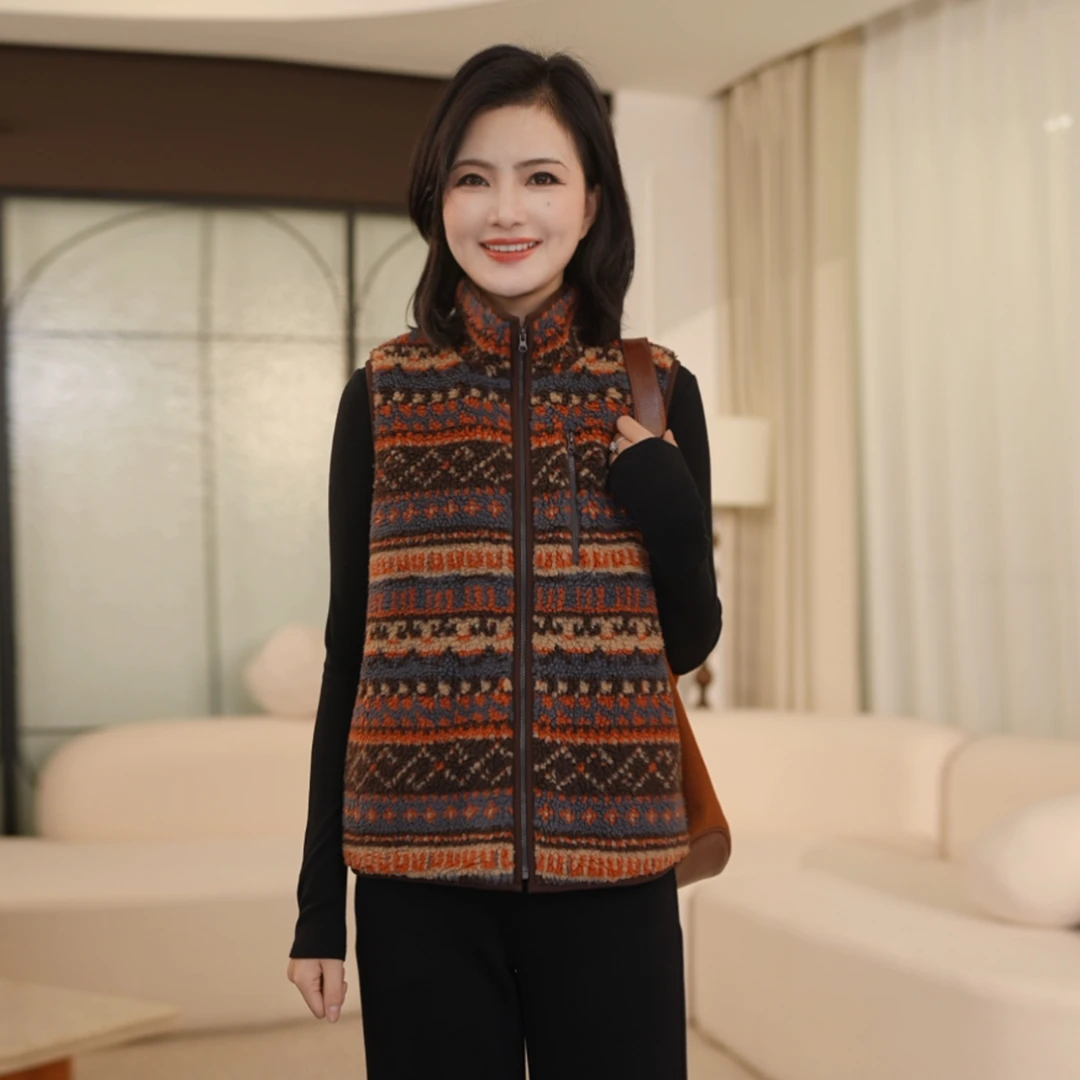 枫竺阿楠anan费尔岛立领摇粒绒马甲背心女外穿秋冬叠穿无袖外套